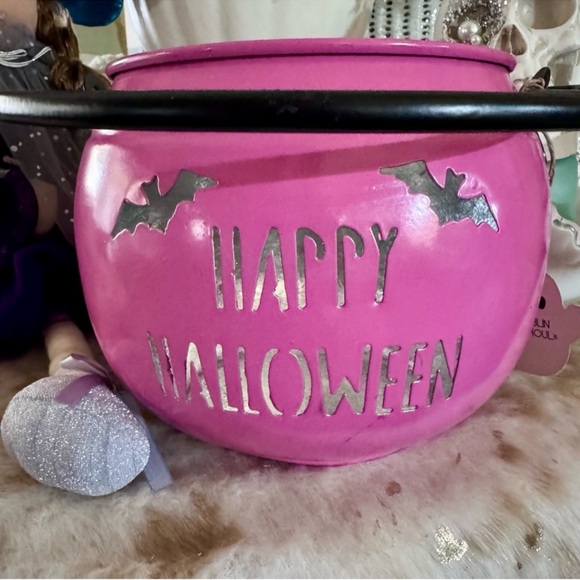 NEW! Pink Happy Halloween Cauldron Candy Large Handle Bucket - Picture 1 of 9